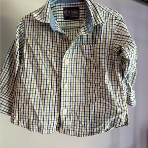 Old Navy Blue and Green Button Down Shirt Classic Plaid